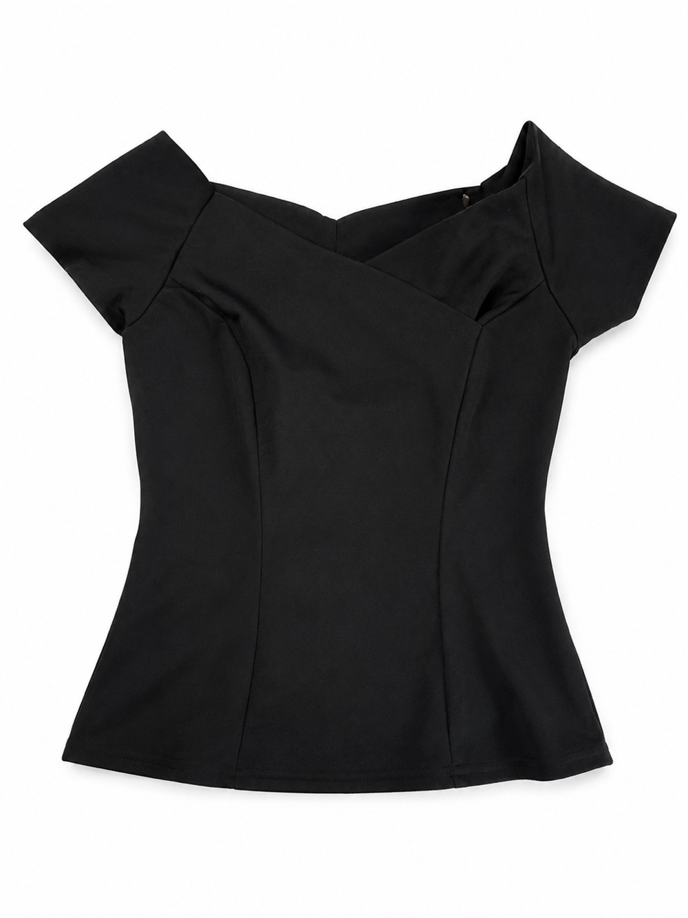 Black Off-Shoulder Structured Tunic Top